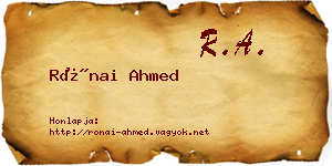 Rónai Ahmed névjegykártya